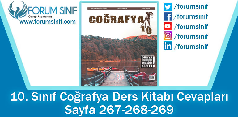 10. Sınıf Coğrafya Ders Kitabı 267-268-269. Sayfa Cevapları MEB Yayınları