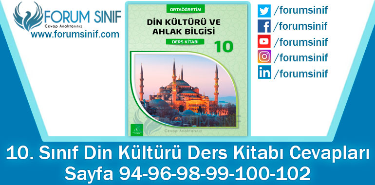 10. Sınıf Din Kültürü Ders Kitabı 94-96-98-99-100-102. Sayfa Cevapları Bilim ve Kültür Yayınları