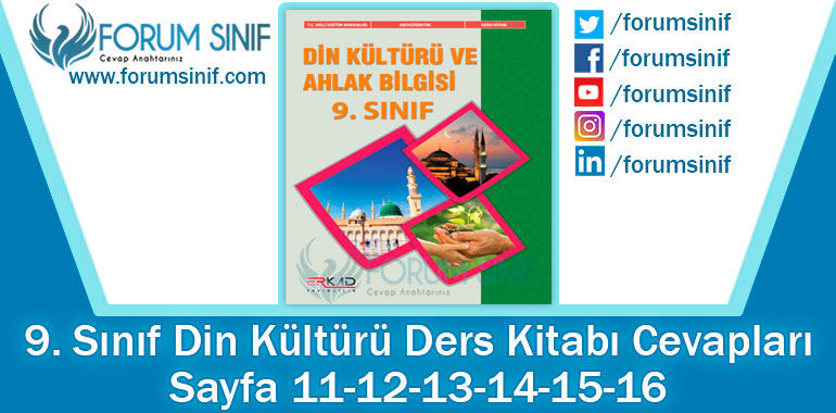 9. Sınıf Din Kültürü Ders Kitabı 11-12-13-14-15-16. Sayfa Cevapları Erkad Yayıncılık