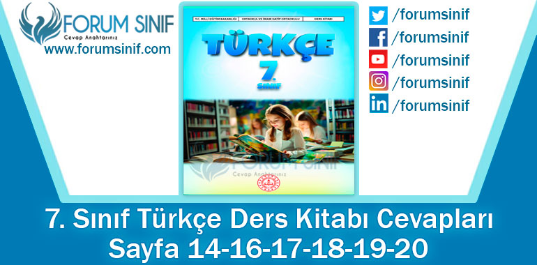 7. Sınıf Türkçe Ders Kitabı Sayfa 14-16-17-18-19-20. Cevapları Özgün Yayıncılık