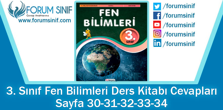 3. Sınıf Fen Bilimleri Ders Kitabı Sayfa 30-31-32-33-34 Cevapları SDR Dikey Yayıncılık