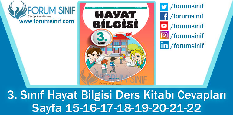 3. Sınıf Hayat Bilgisi Ders Kitabı Sayfa 15-16-17-18-19-20-21-22 Cevapları SDR İpekyolu Yayıncılık