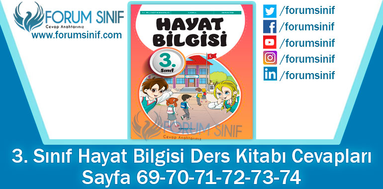 3. Sınıf Hayat Bilgisi Ders Kitabı Sayfa 69-70-71-72-73-74. Cevapları SDR İpekyolu Yayıncılık