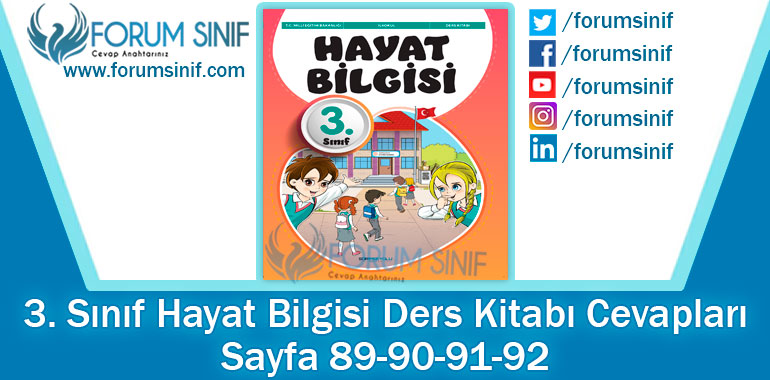 3. Sınıf Hayat Bilgisi Ders Kitabı Sayfa 89-90-91-92. Cevapları SDR İpekyolu Yayıncılık