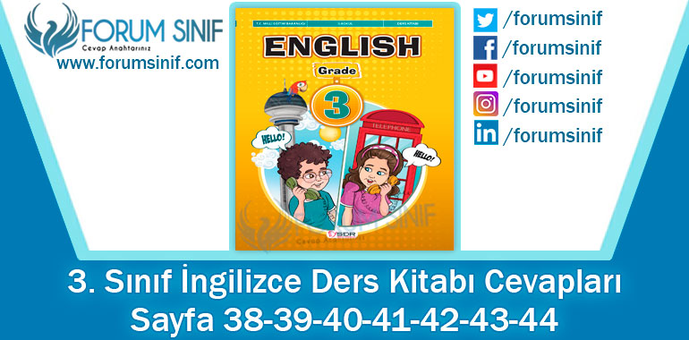 3. Sınıf İngilizce Ders Kitabı 38-39-40-41-42-43-44. Sayfa Cevapları SDR Dikey Yayıncılık