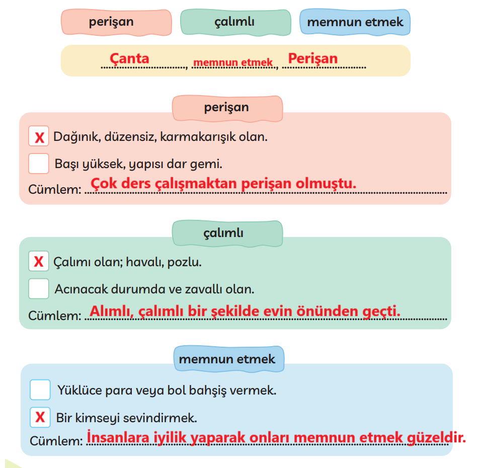 3. Sınıf Türkçe Ders Kitabı Sayfa 92 Cevapları MEB Yayınları