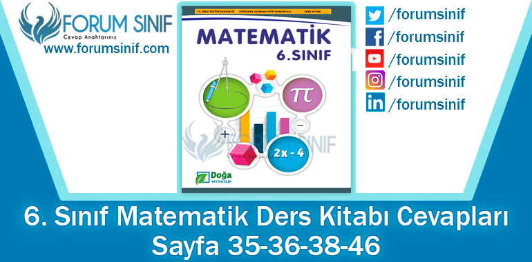 6. Sınıf Matematik Ders Kitabı 35-36-38-46. Sayfa Cevapları Doğa Yayıncılık