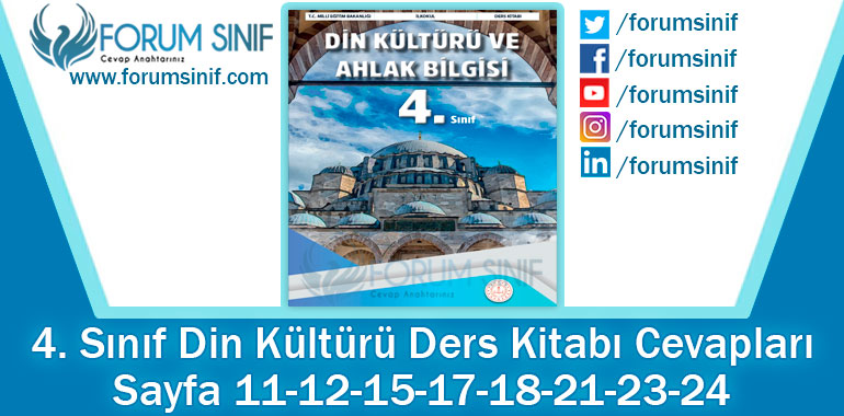 4. Sınıf Din Kültürü Ders Kitabı Sayfa 11-12-15-17-18-21-23-24 Cevapları MEB Yayınları