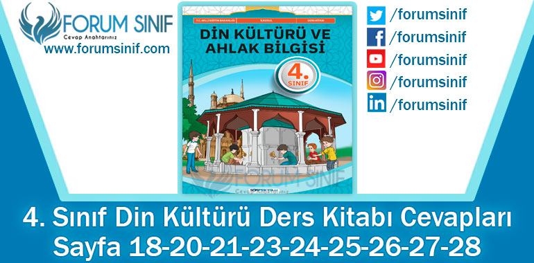 4. Sınıf Din Kültürü Ders Kitabı Sayfa 18-20-21-23-24-25-26-27-28. Cevapları SDR İpekyolu Yayıncılık