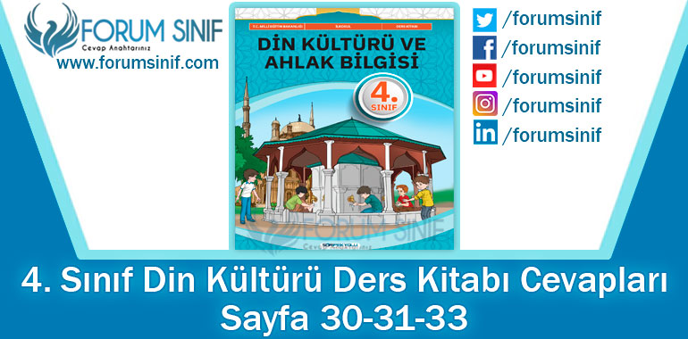 4. Sınıf Din Kültürü Ders Kitabı Sayfa 30-31-33 Cevapları SDR İpekyolu Yayıncılık