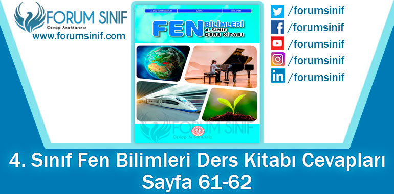 4. Sınıf Fen Bilimleri Ders Kitabı 61-62. Sayfa Cevapları MEB Yayınları