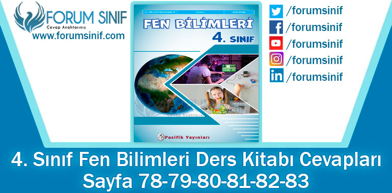 4. Sınıf Fen Bilimleri Ders Kitabı Sayfa 78-79-80-81-82-83 Cevapları Pasifik Yayıncılık