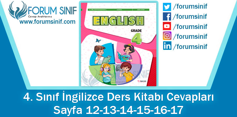 4. Sınıf İngilizce Ders Kitabı 12-13-14-15-16-17. Sayfa Cevapları SDR Dikey Yayıncılık