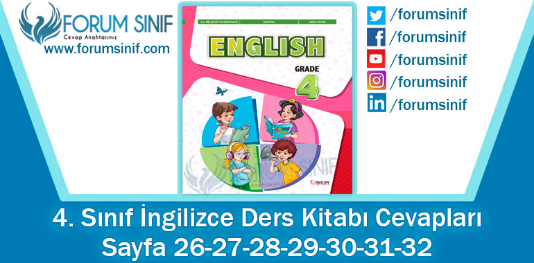 4. Sınıf İngilizce Ders Kitabı 26-27-28-29-30-31-32. Sayfa Cevapları SDR Dikey Yayıncılık