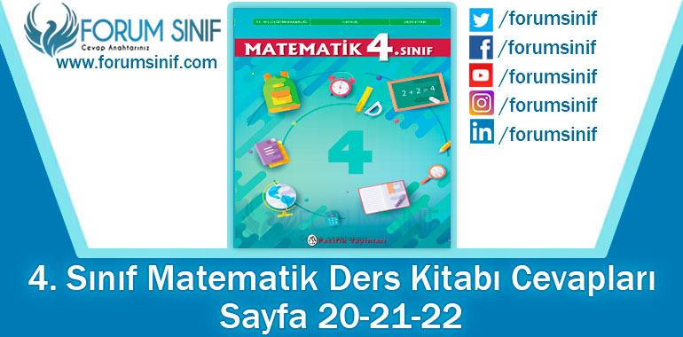 4. Sınıf Matematik Ders Kitabı 20-21-22. Sayfa Cevapları Pasifik Yayınları