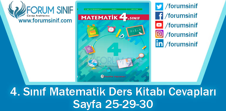 4. Sınıf Matematik Ders Kitabı 25-29-30. Sayfa Cevapları Pasifik Yayınları