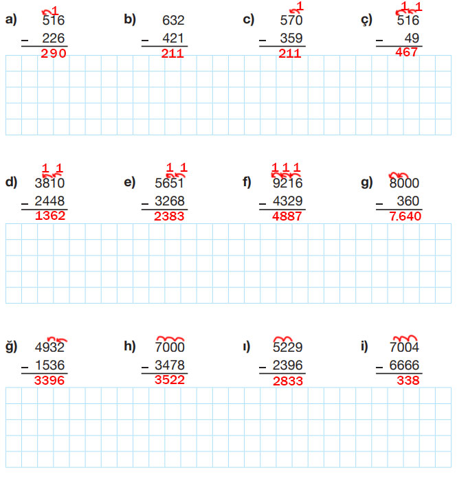 4. Sınıf Matematik Ders Kitabı Sayfa 52 Cevapları Pasifik Yayınları