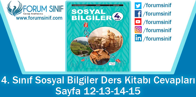 4. Sınıf Sosyal Bilgiler Ders Kitabı 12-13-14-15. Sayfa Cevapları Hecce Yayıncılık