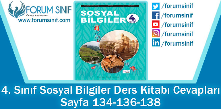 4. Sınıf Sosyal Bilgiler Ders Kitabı 134-136-138. Sayfa Cevapları Hecce Yayıncılık