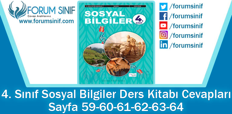 4. Sınıf Sosyal Bilgiler Ders Kitabı 59-60-61-62-63-64. Sayfa Cevapları Hecce Yayıncılık