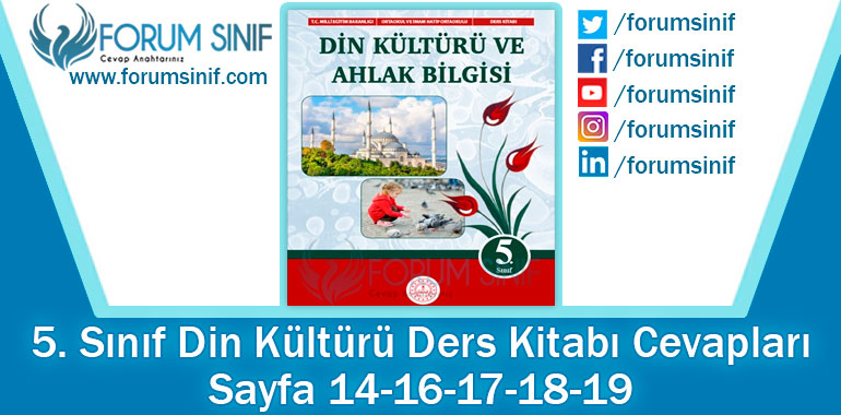 5. Sınıf Din Kültürü Ders Kitabı Sayfa 14-16-17-18-19. Cevapları MEB Yayınları