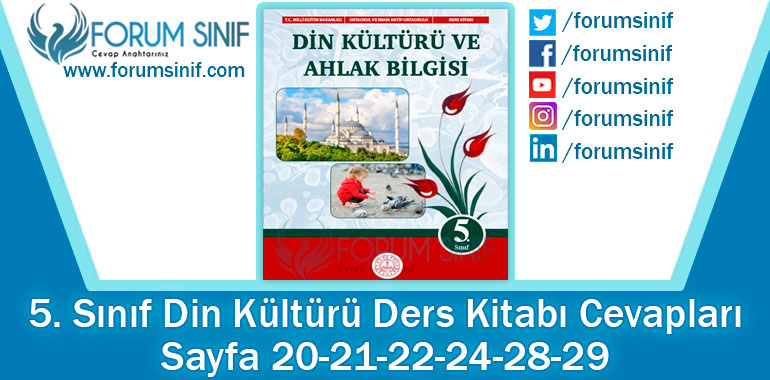 5. Sınıf Din Kültürü Ders Kitabı Sayfa 20-21-22-24-28-29. Cevapları MEB Yayınları