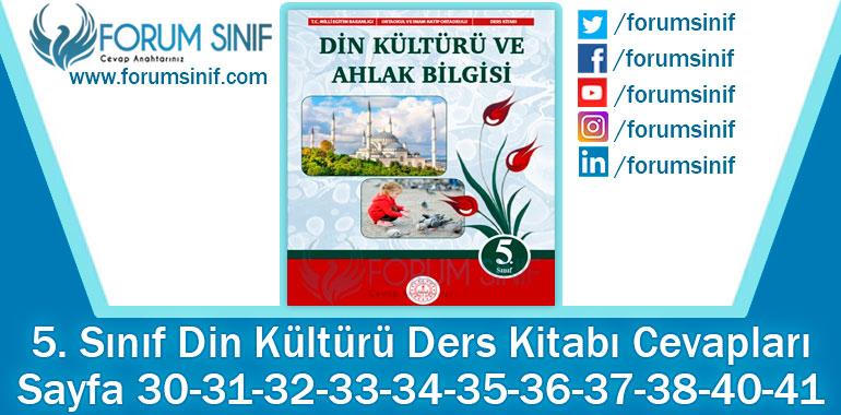 5. Sınıf Din Kültürü Ders Kitabı Sayfa 30-31-32-33-34-35-36-37-38-40-41. Cevapları MEB Yayınları