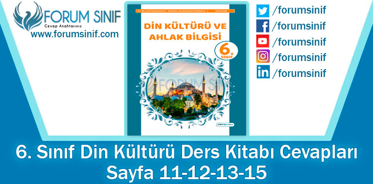 6. Sınıf Din Kültürü Ders Kitabı 11-12-13-15. Sayfa Cevapları SDR İpekyolu Yayıncılık