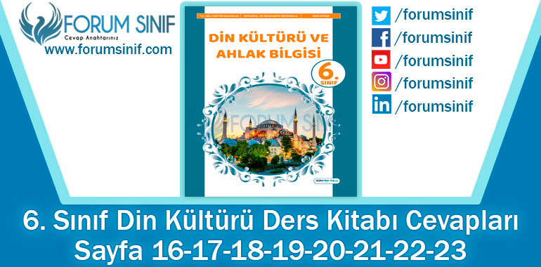 6. Sınıf Din Kültürü Ders Kitabı 16-17-18-19-20-21-22-23. Sayfa Cevapları SDR İpekyolu Yayıncılık