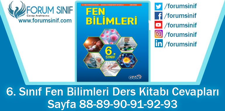 6. Sınıf Fen Bilimleri Ders Kitabı Sayfa 88-89-90-91-92-93. Cevapları GÜN Yayıncılık