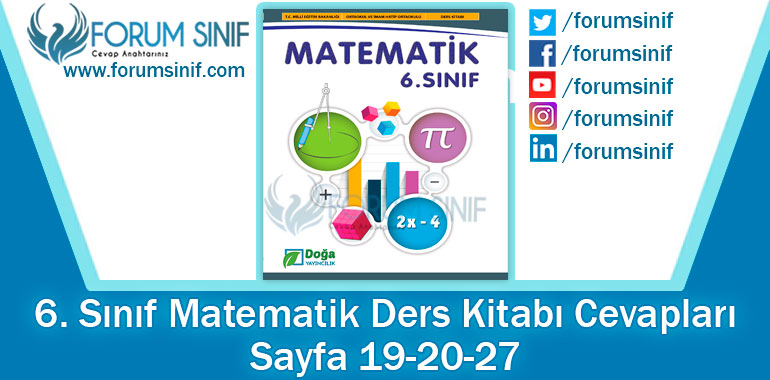 6. Sınıf Matematik Ders Kitabı 19-20-27. Sayfa Cevapları Doğa Yayıncılık