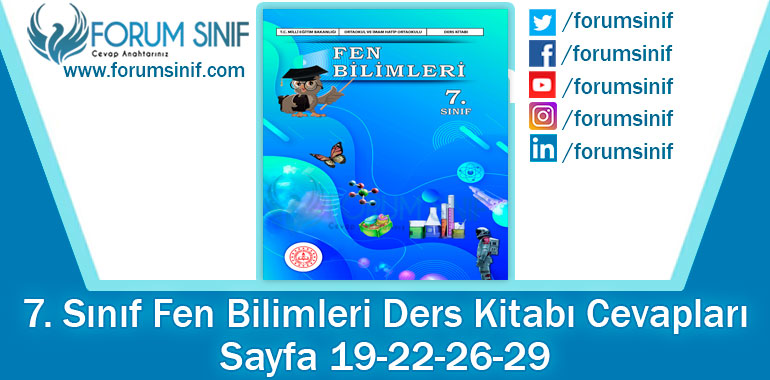 7. Sınıf Fen Bilimleri Ders Kitabı Sayfa 19-22-26-29. Cevapları MEB Yayınları