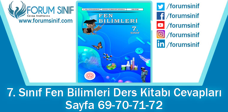 7. Sınıf Fen Bilimleri Ders Kitabı Sayfa 69-70-71-72. Cevapları MEB Yayınları