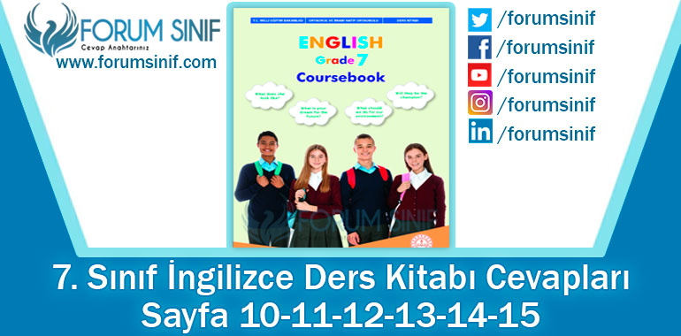 7. Sınıf İngilizce Ders Kitabı 10-11-12-13-14-15. Sayfa Cevapları MEB Yayınları