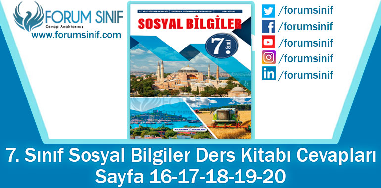 7. Sınıf Sosyal Bilgiler Ders Kitabı 16-17-18-19-20. Sayfa Cevapları Yıldırım Yayınları