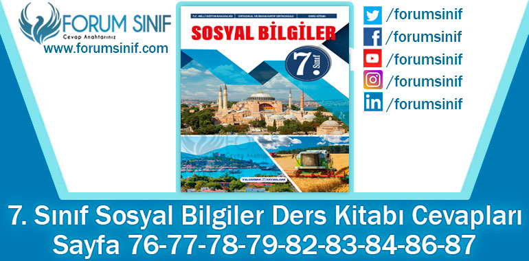 7. Sınıf Sosyal Bilgiler Ders Kitabı 76-77-78-79-82-83-84-86-87. Sayfa Cevapları Yıldırım Yayınları