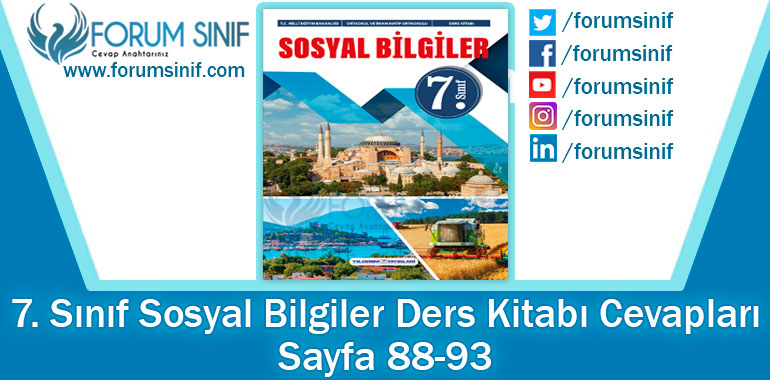 7. Sınıf Sosyal Bilgiler Ders Kitabı 88-93. Sayfa Cevapları Yıldırım Yayınları