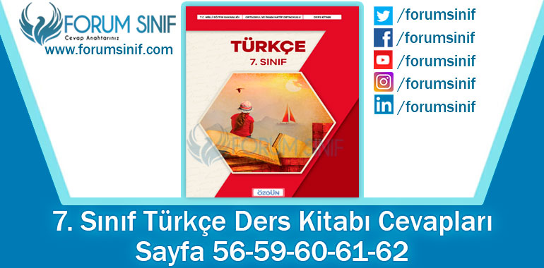 7. Sınıf Türkçe Ders Kitabı Sayfa 56-59-60-61-62. Cevapları Özgün Yayıncılık