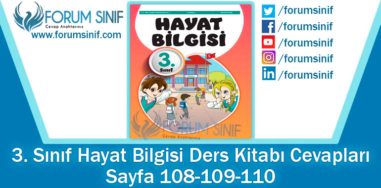 3. Sınıf Hayat Bilgisi Ders Kitabı Sayfa 108-109-110. Cevapları SDR İpekyolu Yayıncılık