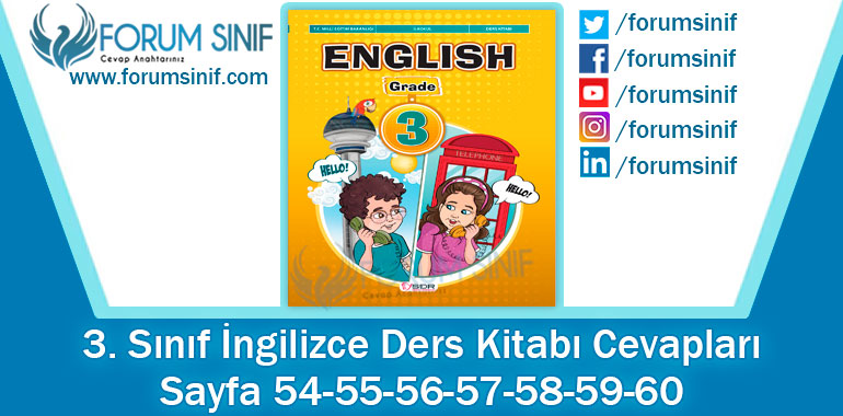 3. Sınıf İngilizce Ders Kitab 54-55-56-57-58-59-60. Sayfa Cevapları SDR Dikey Yayıncılık