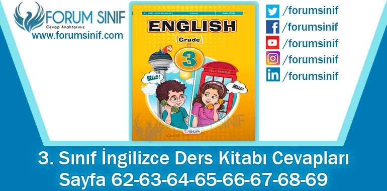 3. Sınıf İngilizce Ders Kitab 62-63-64-65-66-67-68-69. Sayfa Cevapları SDR Dikey Yayıncılık