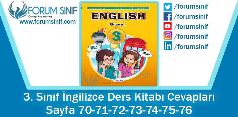 3. Sınıf İngilizce Ders Kitab 70-71-72-73-74-75-76. Sayfa Cevapları SDR Dikey Yayıncılık