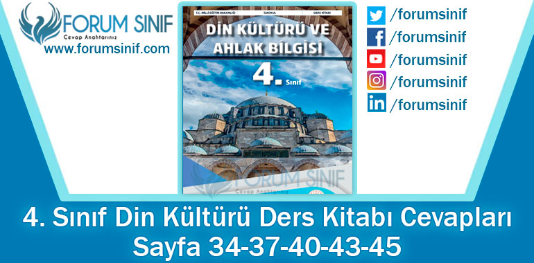 4. Sınıf Din Kültürü Ders Kitabı Sayfa 34-37-40-43-45. Cevapları MEB Yayınları