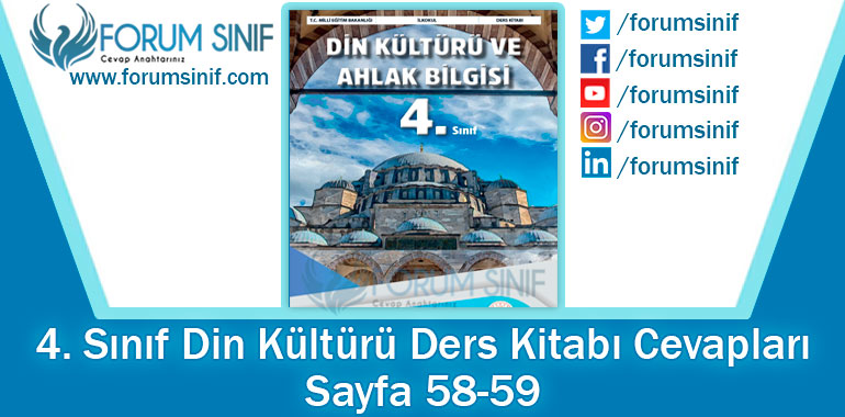 4. Sınıf Din Kültürü Ders Kitabı Sayfa 58-59. Cevapları MEB Yayınları