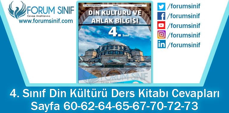 4. Sınıf Din Kültürü Ders Kitabı Sayfa 60-62-64-65-67-70-72-73. Cevapları MEB Yayınları