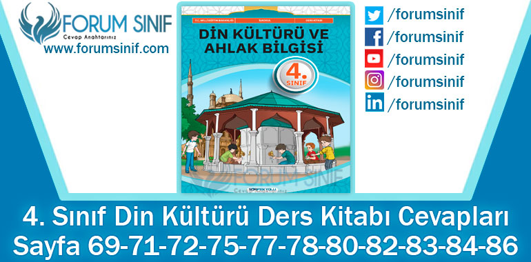 4. Sınıf Din Kültürü Ders Kitabı Sayfa 69-71-72-75-77-78-80-82-83-84-86. Cevapları SDR İpekyolu Yayıncılık