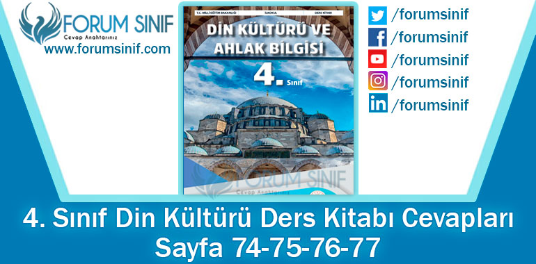 4. Sınıf Din Kültürü Ders Kitabı Sayfa 74-75-76-77. Cevapları MEB Yayınları