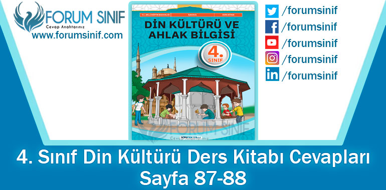 4. Sınıf Din Kültürü Ders Kitabı Sayfa 87-88. Cevapları SDR İpekyolu Yayıncılık