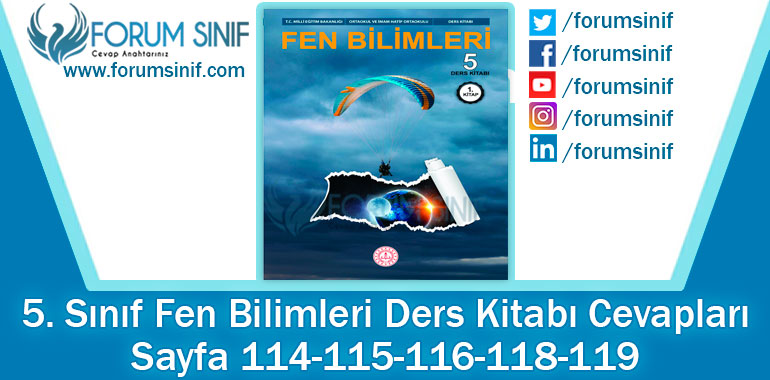 5. Sınıf Fen Bilimleri Ders Kitabı Sayfa 114-115-116-118-119. Cevapları MEB Yayınları