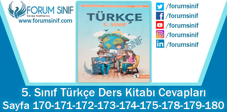 5. Sınıf Türkçe Ders Kitabı 170-171-172-173-174-175-178-179-180. Sayfa Cevapları MEB Yayınları